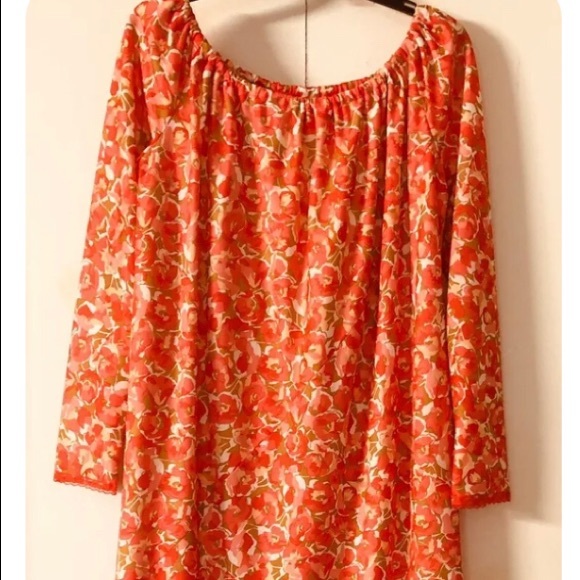 Floral Maxi Dress Size XL Poppy Red🌿Lace Trim🌺Bow Front Casual Eastern Style - Picture 11 of 12